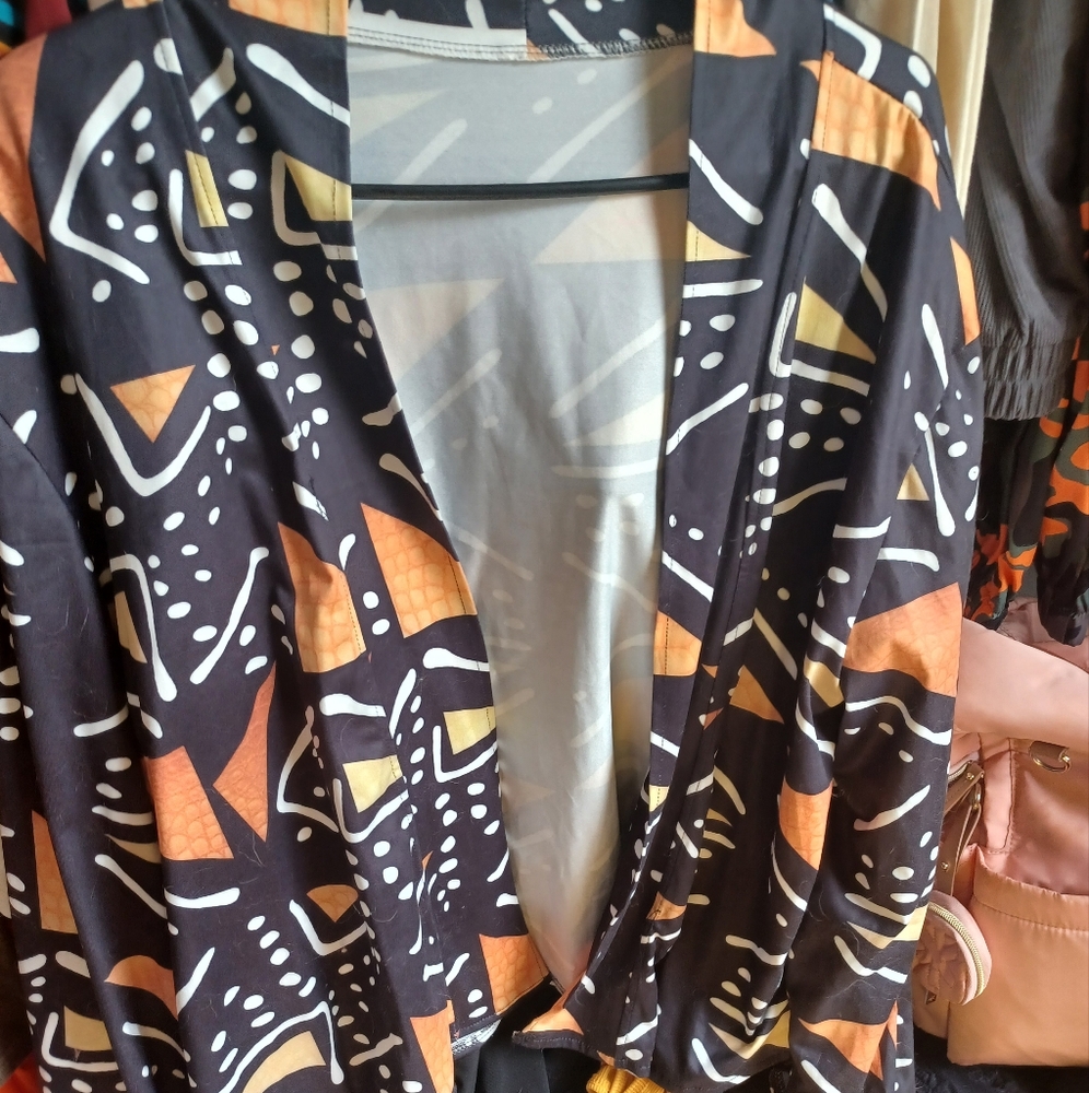 Abstract Black and Orange Blazer